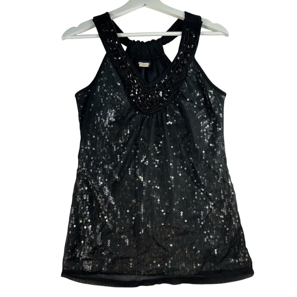 Vintage Cocomo S Small Halter Tank Top Sequin Y2K Whimsygoth Fairy Coquette